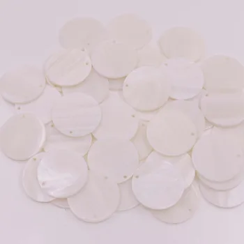 Množstvo 50 KS Okrúhle Mince Shell Biela perleť Voľné Korálky 30 mm 25 mm 15 mm 20 mm