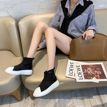 Strečové tkaniny topánky ženy iny príliv 2020 v lete a na jeseň nové hrubé-soled kórejská verzia wild čistý celebrity jednej topánky