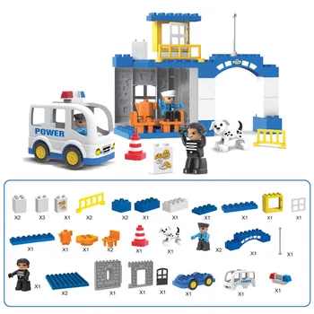 Deti Vzdelávania Polície Stavebné Bloky Veľké Granule Verejnej Bezpečnosti Tehla Hračky Pre Deti Darček