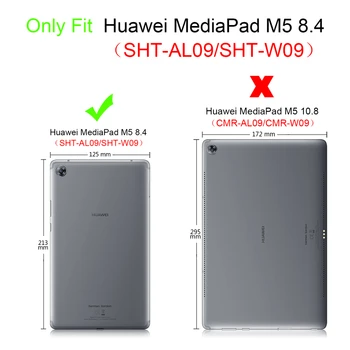Tablet Fundas Pre Huawei MediaPad M5 8.4 SHT-AL09 SHT-W09 PU Kožené puzdro 8.4 palcový Slim Ochranné Stojan Shockproof pokožky