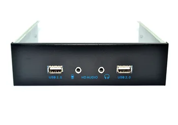 L 4 Porty HD Audio 3,5 mm+ USB2.0 5.25 Palcové Diskety Bay Front Panel S napájacím Adaptérom USB 2.0 Hub Spilitter 2Ports usb2.0