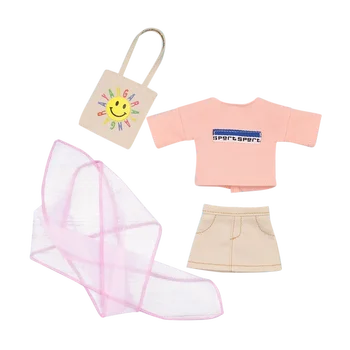 ĽADOVÉ DBS Blyth bábika licca telo oblečenie Nadrozmerná ružové Tričko, sukňa s hairband kabelka