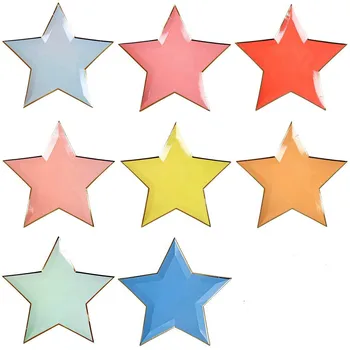 8pcs Zmiešané Farby Zlatej Fólie Star Papierové Taniere Jednorázový Riad Papier Doska Narodeninovej Party Koláče Dekorácie Dodávky