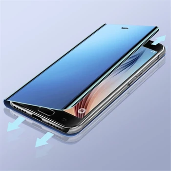 Shockproof Zrkadlo Inteligentný Flip Telefónu Prípade Huawei Mate Y7P 40 P40 Pro Lite Plus E 4G 5G 2020 Držiteľ Stojí ochranný Kryt