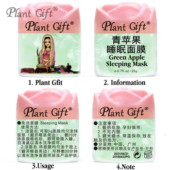 Rastlina gfit Zelené Jablko Spanie Maska pre starostlivosť o pleť ponuky, bielenie, anti-oxidačné, vlhkosti, vitamín C starostlivosti o pleť, 20 G * 2 ks