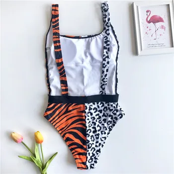 2019 Dámske Letné Sexy Leopard Plavky jednodielne Obväz Bikini Push-up Polstrovaná Kúpanie Plavky