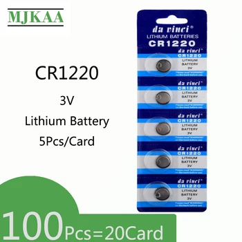 100ks=20Card CR1220 Lítiová gombíková Batéria 3V DL1220 BR1220 LM1220 gombíkovej Batérie Pre Hodinky Elektronická Hračka na Diaľkové Ovládanie