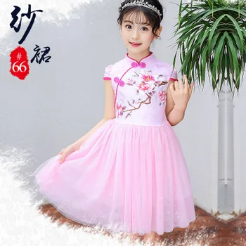 Dievča Šaty Čínsky Štýl Dieťa Roztomilý Dievča plesové Šaty, Šaty pre Deti, Dievčatá, Kvety Detí Dievča Cheongsam Šaty Tanečné Oblečenie