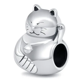 Jazaz Japonský Štýl 2.9 g Šťastie Mačka Korálky pre Ženy Šperky Čo Kúzlo 925 Pevné Mincový Striebro