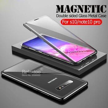 Magnetické dvojité Sklo puzdro Pre Samsung poznámku 10 pro 360 ochranný Kryt na samsung galaxy s rezacím zariadením s10 plus s10+ s10E funda coque