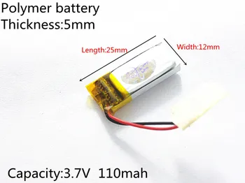 3.7 V,110mAH,501225 PLIB; polymer lithium ion / Li-ion batéria pre GPS,mp3,mp4,mp5,dvd,bluetooth,model hračka mobile bluetooth