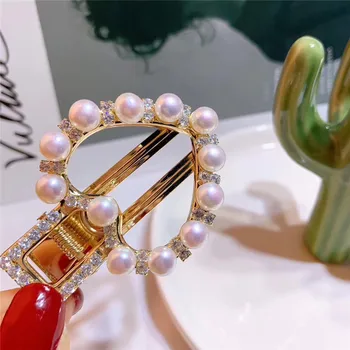 Nové krásne módne joker zmluvne srdca prírodných sladkovodných kultivovaných biele perly 5-6 mm AA Hairgrips Zirkón vložkou darček