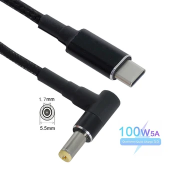 Jimier Typu C, USB-C Vstup do 100W DC alebo obdĺžnik Konektor Napájania PD nabíjací Kábel pre Notebook 18-20V