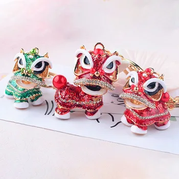 7 farby Čínsky štýl tradičné etnické vietor keychain krásne tanečné lev prívesok lev prívesok na osobné auto prívesok