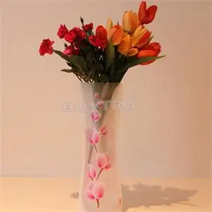 1PC Skladacia Skladacie Kvet PVC Odolné Váza Výzdoba Domov Svadobné Party Domáce Dekorácie 27.4*11.7 cm