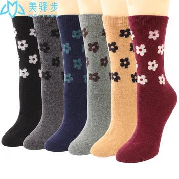 12 Párov Za Set Továreň Na Vlnené Ponožky Zimné Vlnené Pančuchy Drobné Kvety Hot Predaj Ženy Vlnené Ponožky