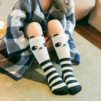 1Pair Roztomilá Panda Vzor Zimné Jeseň Teľa Dĺžka Trubice Posádky Ponožky Pre Dieťa, Batoľa Pre Deti Baby