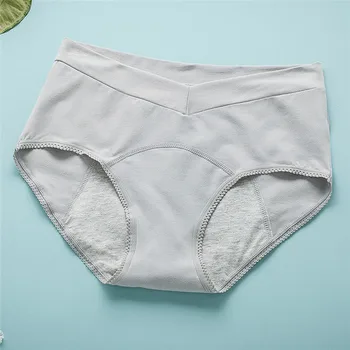 Plus Veľkosť Bavlna menštruácie Nohavičky Femme Sexy Bielizeň tvaru s Vysokým pásom Nohavičky nepriepustných Fyziologické Spodky XL