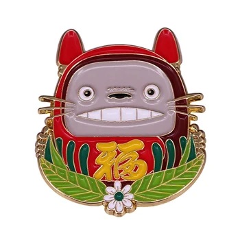 Sused Daruma Smalt Pin Čínsky veľa šťastia Brošňa Totoro Odznak štúdio Ghibli Šperky
