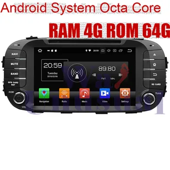 WANUSUAL 8 Palcový Octa-Core 64 G 4G RAM Android 8.0 Auto DVD Radio Player pre KIA Soul GPS Navigácie 2 Din 1024*600 Multimediálne