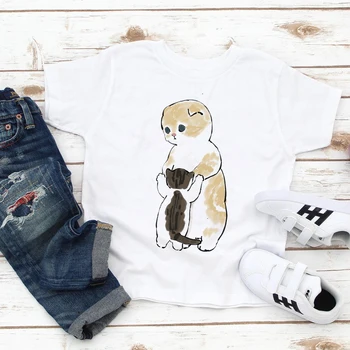 Streetwear Letné Baby Boy Jednoduchosť, Minimalizmus T Shirt všestranné a Lacné Módne T-shirt Cute Cat Lietať Grafické Tričko Футболки