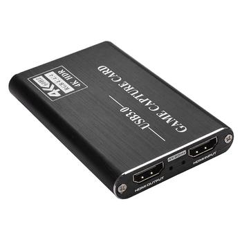 4K HDMI USB 3.0 1080P Video Capture Karty pre OBS Hra Live Streaming Plug-and-Play Bez Softvér Ovládača(Šedá)