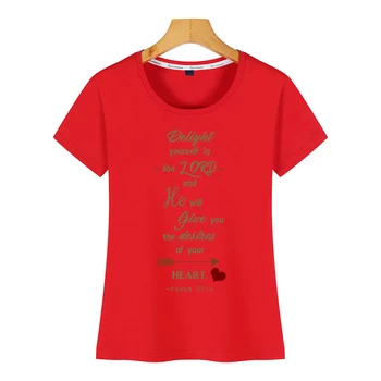Topy T Shirt Ženy žalm 37 4 Bežné Čierne Bavlnené Tričko Žena