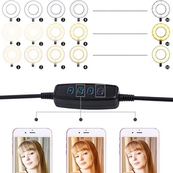 1 ks LED Prsteň Svetla s Mobilný Telefón Mobilný Držiak pre Live Stream make-up Selfie Zvýšiť Svetelný Prstenec Lampa Univerzálny