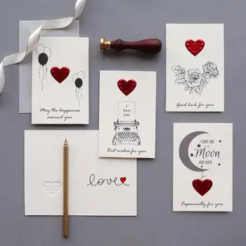 Romantický Swan Srdcia Strany Karty Narodeninám Pozdrav Písmeno Deň Dar Obálky Svadobné Valentine Karty Obálky s Pos G3S9