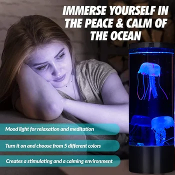 Tichom Oceáne Simulácia Akvárium Valcové akvárium Svetlo USB Konektor s LED Medúzy Svetlo Pestré Farby Lampa