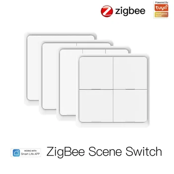 Tuya Smart ZigBee Bezdrôtový Zadarmo Sticke 4-way Panel Scény Tlačidlo Prepnúť Moduly Pre Jeden kľúč, Prepojenie Automatizácie Scény