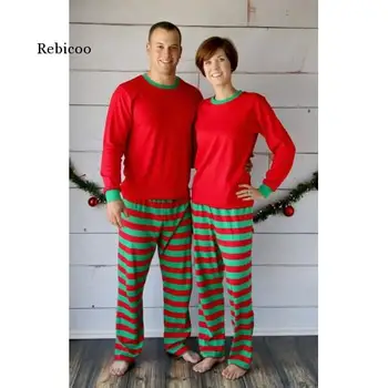 Muži a Ženy Chirstmas Oblečenie Pruhy Pyžamo Sady Vianoce, Rodina, Oblečenie, Oblečenie Pruhy Pyžamá