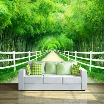 Wellyu Borovicového lesa plot cesta čerstvé 3D TV pozadie vlastné veľké fresco zelený hodváb, hodvábne tapety abstraktných de parede