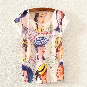 Novinka Conch motýľ vytlačené letné tričko dámske top tees nový príchod dievčatá t-shirt krátke rukávy tričko doprava zadarmo