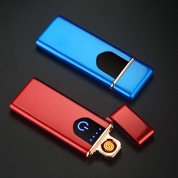 USB Zapaľovač Cigariet Dotyk Indukčné Vetru Elektronické Ultra-Tenké Kovové USB Cigariet Zapaľovač cigariet baliaci stroj