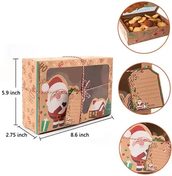 3/8/12Pcs/Pack Vianočné Cookie Boxy Pekáreň Darčekové Krabice Európskej Nový Štýl Kraft Papier Box Kraft Papier Veľké Vianočné Cukrovinky Box
