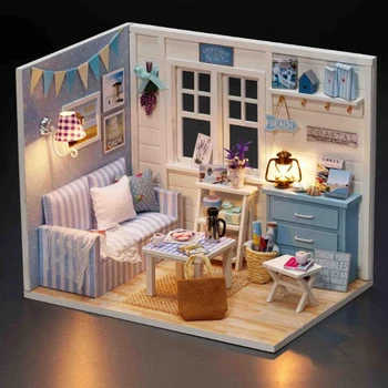 DIY Doll House casa miniatúrne izba box Wodden Miniatura Bábika Domy Nábytku, Súpravy typu 