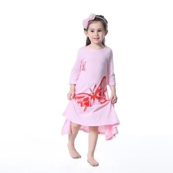 Na jar a na Jeseň, Baby, Dievčatá Dlhé Šaty Bežné Veľký Motýľ Vytlačené Batoľa Šaty Deti Oblečenie Roztomilý Elegantné Šaty