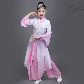 Tradičné Ventilátor Dáždnik Tanečné Oblečenie Klasická Yangko Tanec Oblek Dievčatá Čínske Ľudové Tanečné Kostýmy Fáze Nosenie Zobraziť Oblečenie