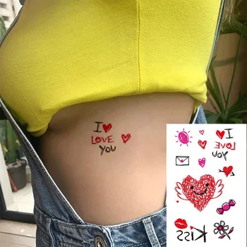 Nepremokavé TemporaryTatoo Nálepky Pár Chat Box I Love U List Srdce Art Tattoo Vody Prenos Falošné Flash Tatto pre Človeka Ženy