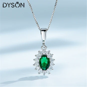 Dyson 925 Sterling Sliver, Náhrdelníky Klastrov Vytvorených Nano Emerald Halo Prívesok Náhrdelníky Pre Ženy S Reťazca Dary, Jemné Šperky