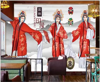 3d foto tapety na stenu vlastné nástenné Čínsky ručne maľované peking opera huadan krásy obývacia izba tapety na steny 3 d