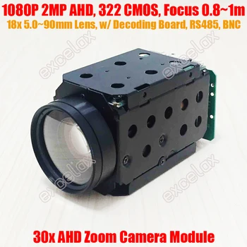 0.8 m - 1 m-Vzdialenosť ohnisko 1080P 2MP AHD 18x Optický 30x IMX322 CMOS CCTV Zoom Fotoaparátom Modul UTC Koaxiálny Kontroly Analog HD Blok