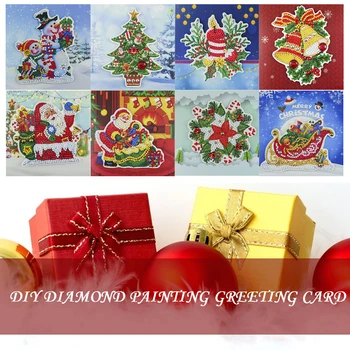 8pcs DIY Pohľadnice Špeciálne tvarované Diamond Maľovanie Vianočných Pohľadníc