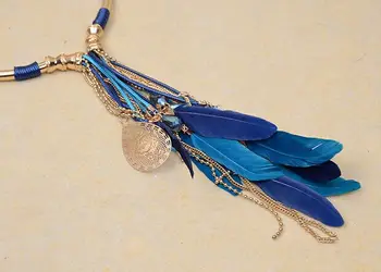 Kožené pierko etnických dlhý náhrdelník/collier ethnique/gros collier femme/ boho tribal vintage ženy príslušenstvo veľkoobchod/colar