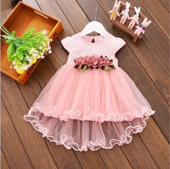 Detské letné oblečenie 2020 nové dievča šaty čipky bez rukávov kvet lístkového baby šaty 12 m a 18 M 24 M 3 rokov