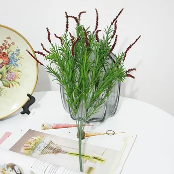 5 Vidličky Simulované Plastové Zelené Rastliny Umelé Rastliny Kvetinové Kytice Svadobné Party Dodávky Falošné Kvety Domov, Záhradné Dekorácie