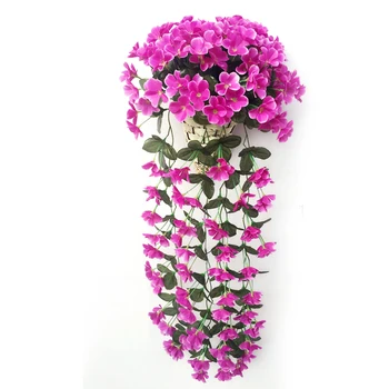 Umelá Kvetina, Závesné Košíky Fialová Falošné Kvetinová Výzdoba Simulácia Stene Visí Kôš Kvet Orchidea Hodváb Kvet Viniča