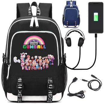 Úžasný Svet Žuvačku w/USB Módne Port a Zámok /Slúchadlá Batoh Taška na Bežné Cestovanie Školské tašky Teenager Laptop Taška Darček