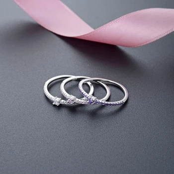 Ušľachtilý Čistý 925 Sterling Silver Ring Šperky Výročie Krúžok Riadok Cubic Zirconia Prstene Pre Ženy, Dievča Strany Úradu Zdobiť
